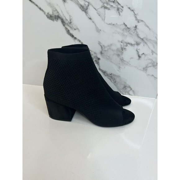 Eileen Fisher sz 9.5 Croft open toe ankle Boots block heel Mesh Knit Black EUC - Picture 2 of 7